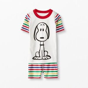 NWT Hanna Andersson Peanuts Snoopy Short John Pajama Set 5 110cm organic cotton